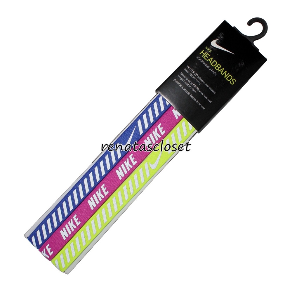 Nike Women's 3-Pc Printed Hazard Stripe Assorted Headband Set NWT/NIP